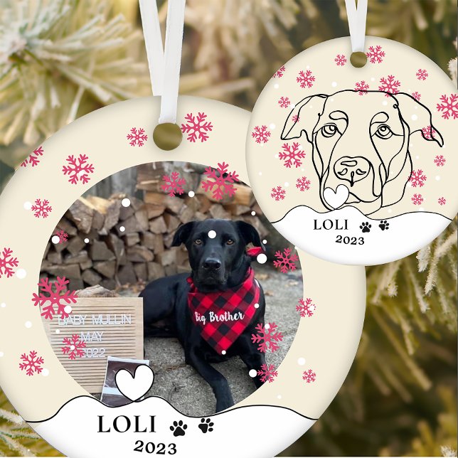 Labrador Dog Personalized Hand Drawing Ceramic Ceramic Ornament (Creator Uploaded)
