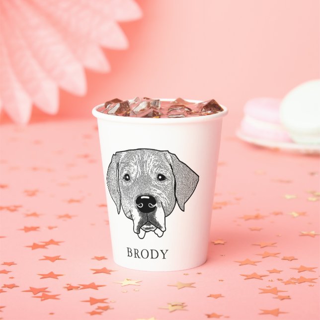 Labrador Dog Personalized Hand Drawing  Paper Cups (Insitu)