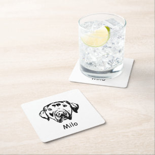 Labrador Dog Personalized Hand Drawing Square Paper Coaster