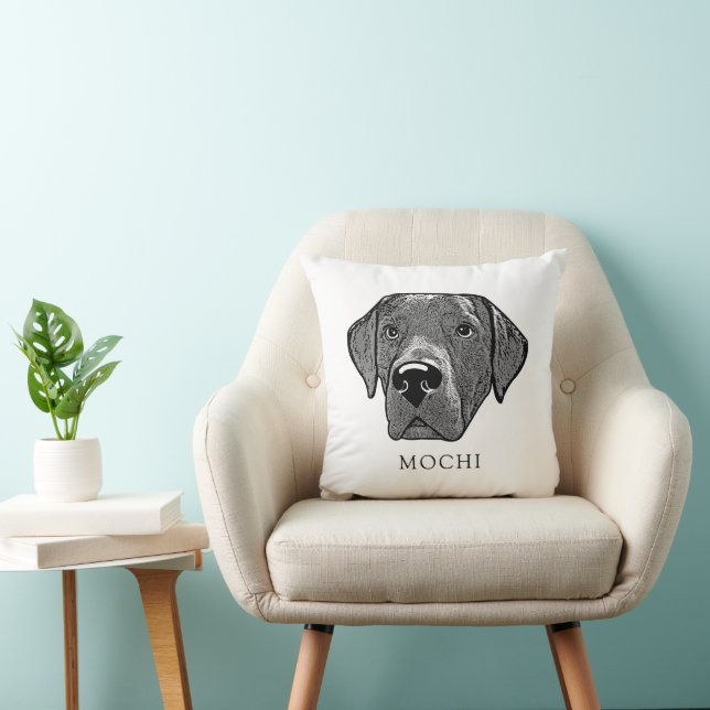 Labrador Dog Personalized Hand Drawing  Throw Pillow (Chair)