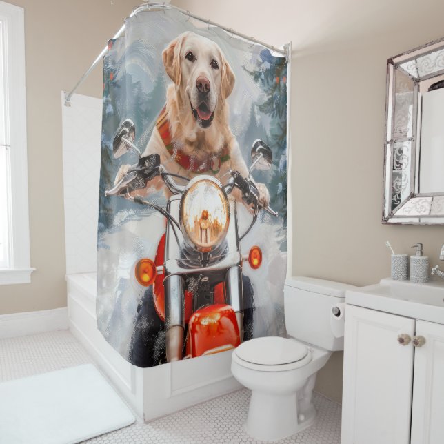 Labrador Dog Riding Motorcycle Christmas (In Situ)