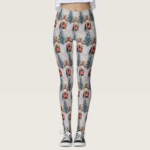 Labrador Dog Riding Motorcycle Christmas Leggings