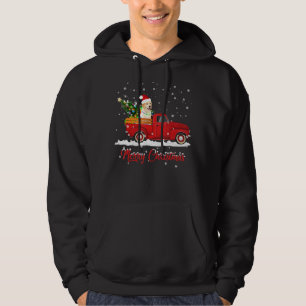 Labrador Dog Riding Red Truck Christmas Hoodie