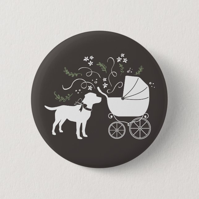 Labrador Dog Theme Baby Shower Gender Neutral 2 Inch Round Button (Front)