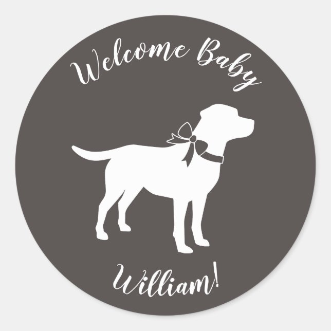 Labrador Dog Theme Baby Shower Gender Neutral Classic Round Sticker (Front)