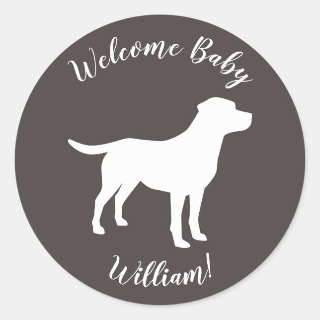 Labrador Dog Theme Baby Shower Gender Neutral Classic Round Sticker (Front)