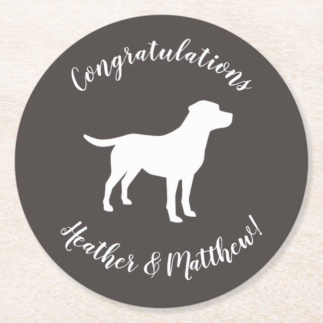 Labrador Dog Theme Baby Shower Gender Neutral Round Paper Coaster (Front)