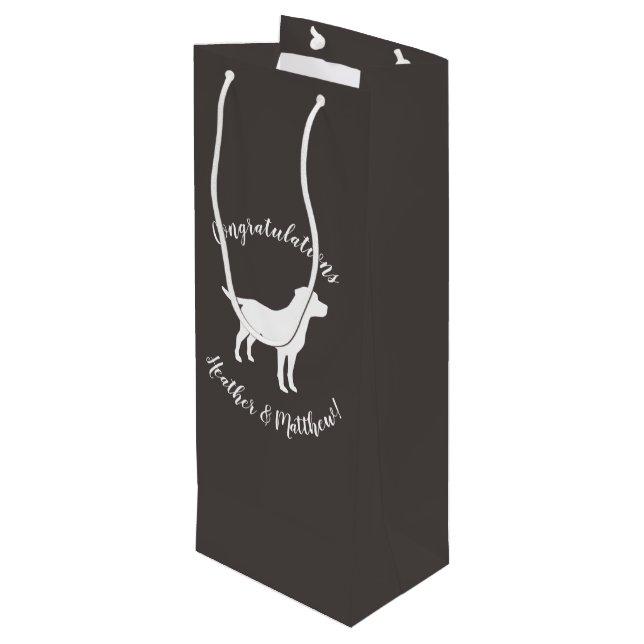 Labrador Dog Theme Baby Shower Gender Neutral Wine Gift Bag (Back Angled)