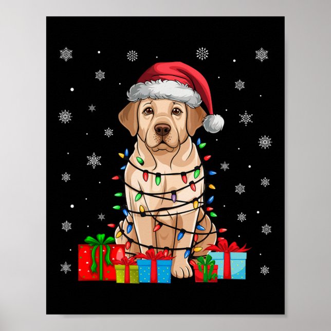 Labrador Dog Ugly Xmas Lights Santa Labrador Dog C Poster (Front)