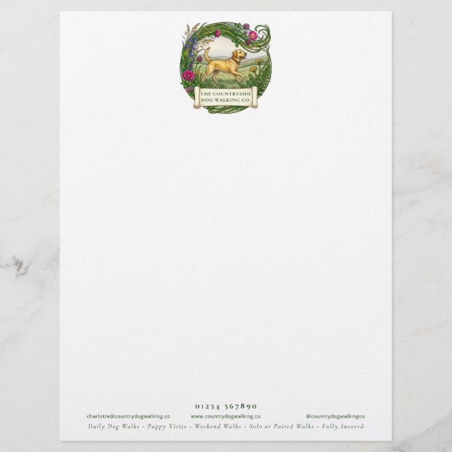 Labrador Dog Walker Custom Business Letterhead (Front)
