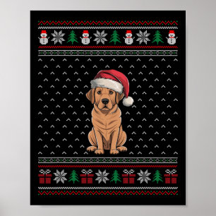Labrador Dog Wearing Santa Hat Ugly Xmas Dog Lover Poster