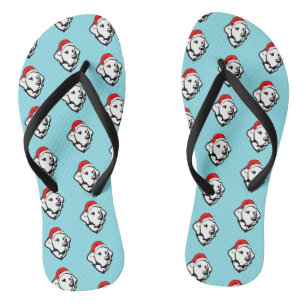 Labrador Dog with Christmas Santa Hat Pattern Flip Flops