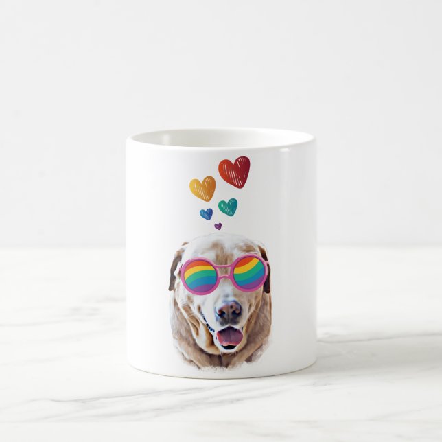 Labrador Dog with Hearts Valentine's Day Coffee Mug (Center)