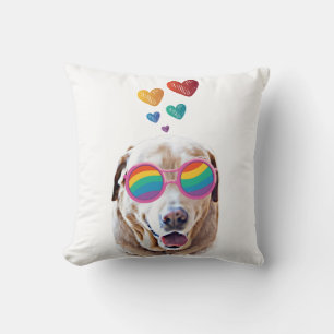 Labrador Dog with Hearts Valentine's Day Throw Pillow