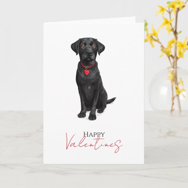  Labrador Dog With Love Heart Valentines Card (Yellow Flower)