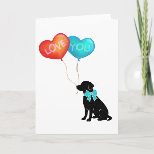 Labrador Dog With LOVE YOU Balloons Card