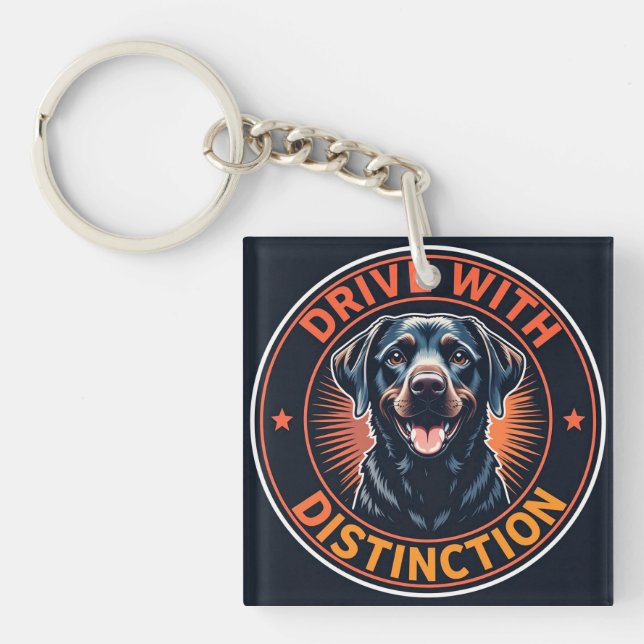 Labrador Dog With Motivational Slogan Keychain (Front)