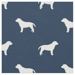 Labrador dogs navy blue silhouette fabric