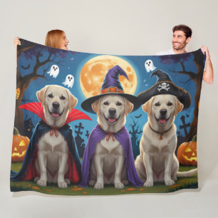 Labrador Dogs Pumpkin Halloween Funny Fleece Blanket