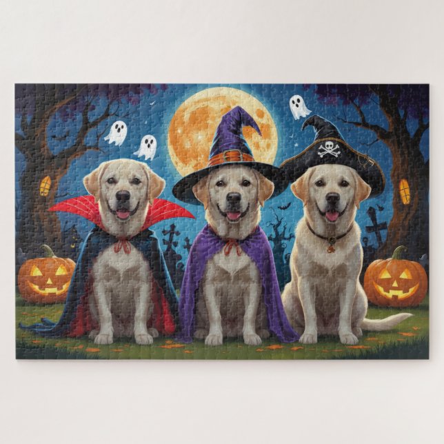 Labrador Dogs Pumpkin Halloween Funny  Jigsaw Puzzle (Horizontal)