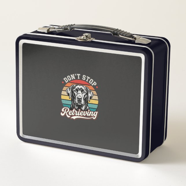 Labrador Don't Stop Retrieving Retro Dog Metal Lunch Box (Front)