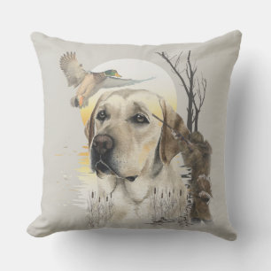 Labrador, duck hunting outdoor pillow