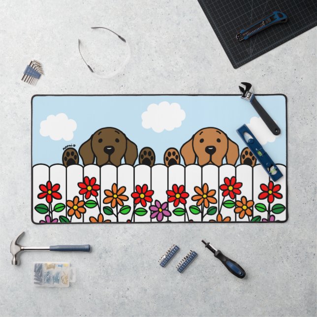 Labrador Duo Watching Desk Mat (Workstation)