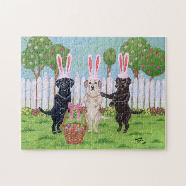 Labrador Easter Bunnies Jigsaw Puzzle (Horizontal)