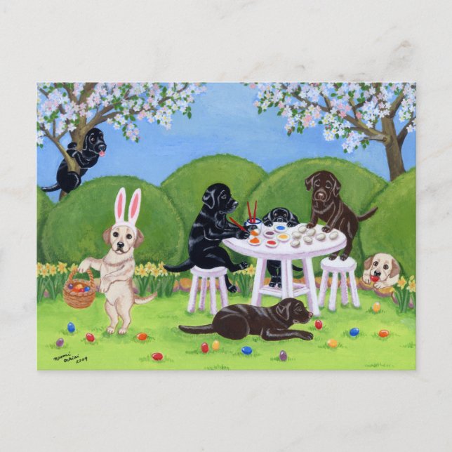 Labrador & Easter Eggs Holiday Postcard (Front)