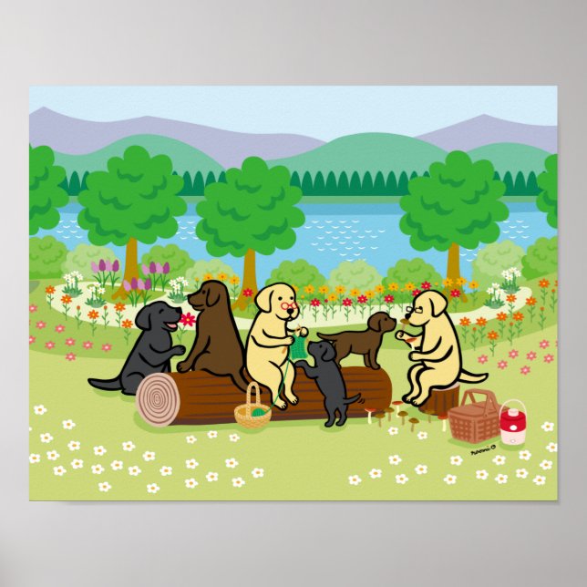Labrador Family Picnic  Poster (Front)