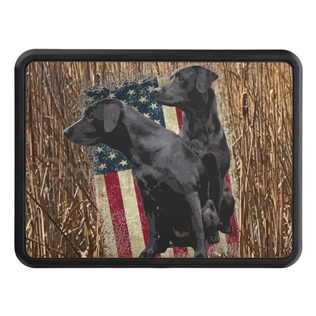 Labrador Gifts, Patriotic Labrador Hitch Cover (Front)