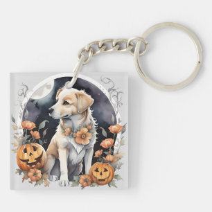 Labrador Halloween Floral Adorable Fall Pet Keychain