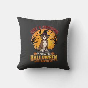Labrador Halloween Grandma Dog Design_1 Throw Pillow