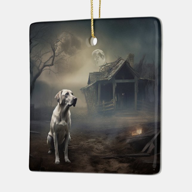 Labrador Halloween Scary Ceramic Ornament (Left)