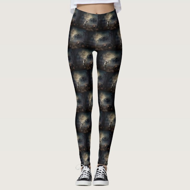 Labrador Halloween Scary Leggings (Front)