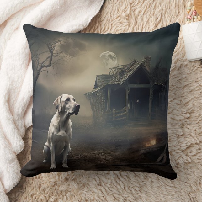 Labrador Halloween Scary Throw Pillow (Blanket)