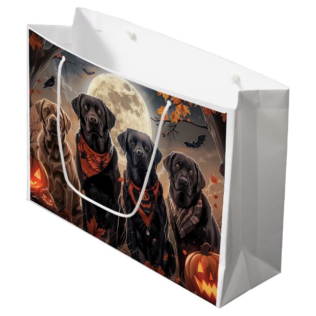 Labrador Halloween Spooky Large Gift Bag (Front Angled)