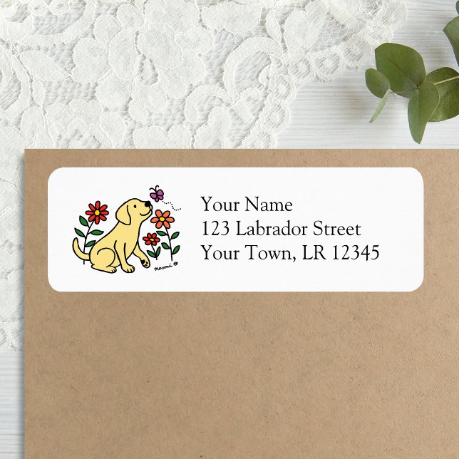 Labrador jaune et vert (Yellow Labrador and Green Return Address Labels for Labrador Owners.  Cute Lab cartoon Design.)