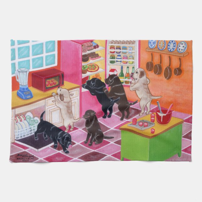 Labrador Kitchen Party Painting Kitchen Towel (Horizontal)