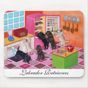 Labrador Kitchen Party Painting Mouse Pad