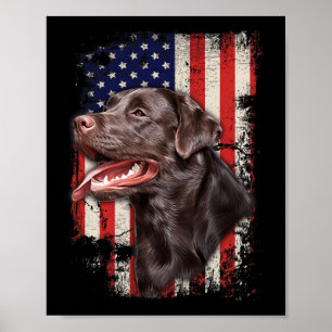 Labrador Labs Patriotic American Flag 4th Of July Poster