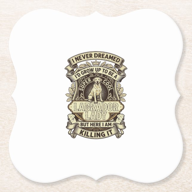 Labrador Lady Dog Crown Shield_1 Paper Coaster (Front)