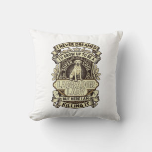 Labrador Lady Dog Crown Shield_1 Throw Pillow