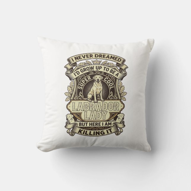 Labrador Lady Dog Crown Shield_1 Throw Pillow (Front)