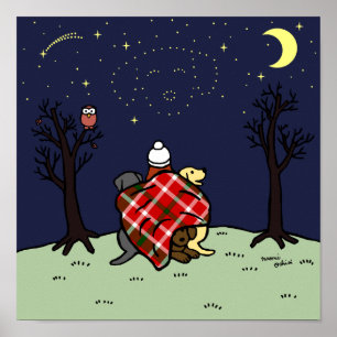 Labrador Mom and Starry Sky Poster