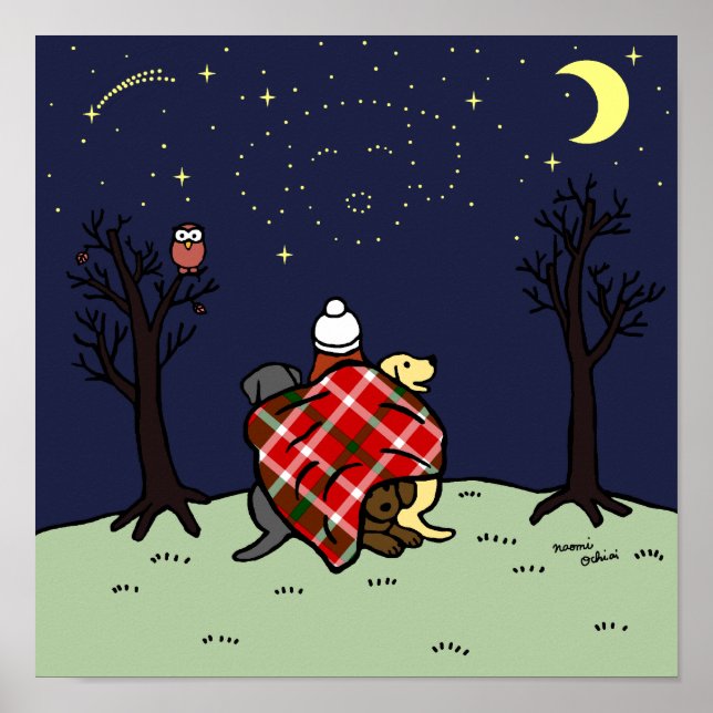 Labrador Mom and Starry Sky Poster (Front)