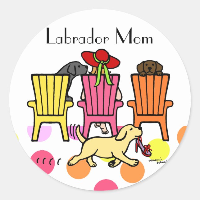 Labrador Mom at Poolside Classic Round Sticker (Front)