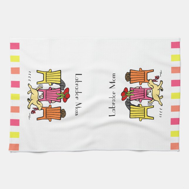 Labrador Mom at Poolside Kitchen Towel (Horizontal)