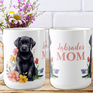 Labrador Mom Dog Cute Modern Floral Puppy  Coffee Mug