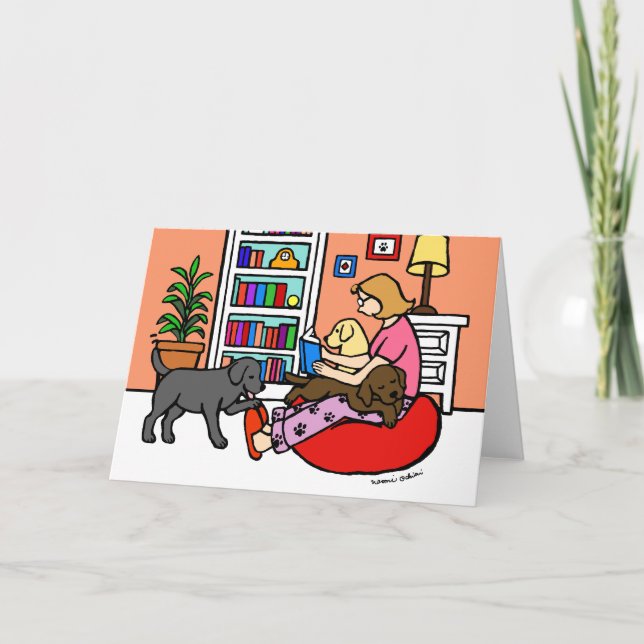Labrador Mom Reading Card (Front)